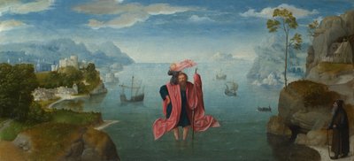 Saint Christopher Carrying the Infant Christ by Master of the Female Half Lengths